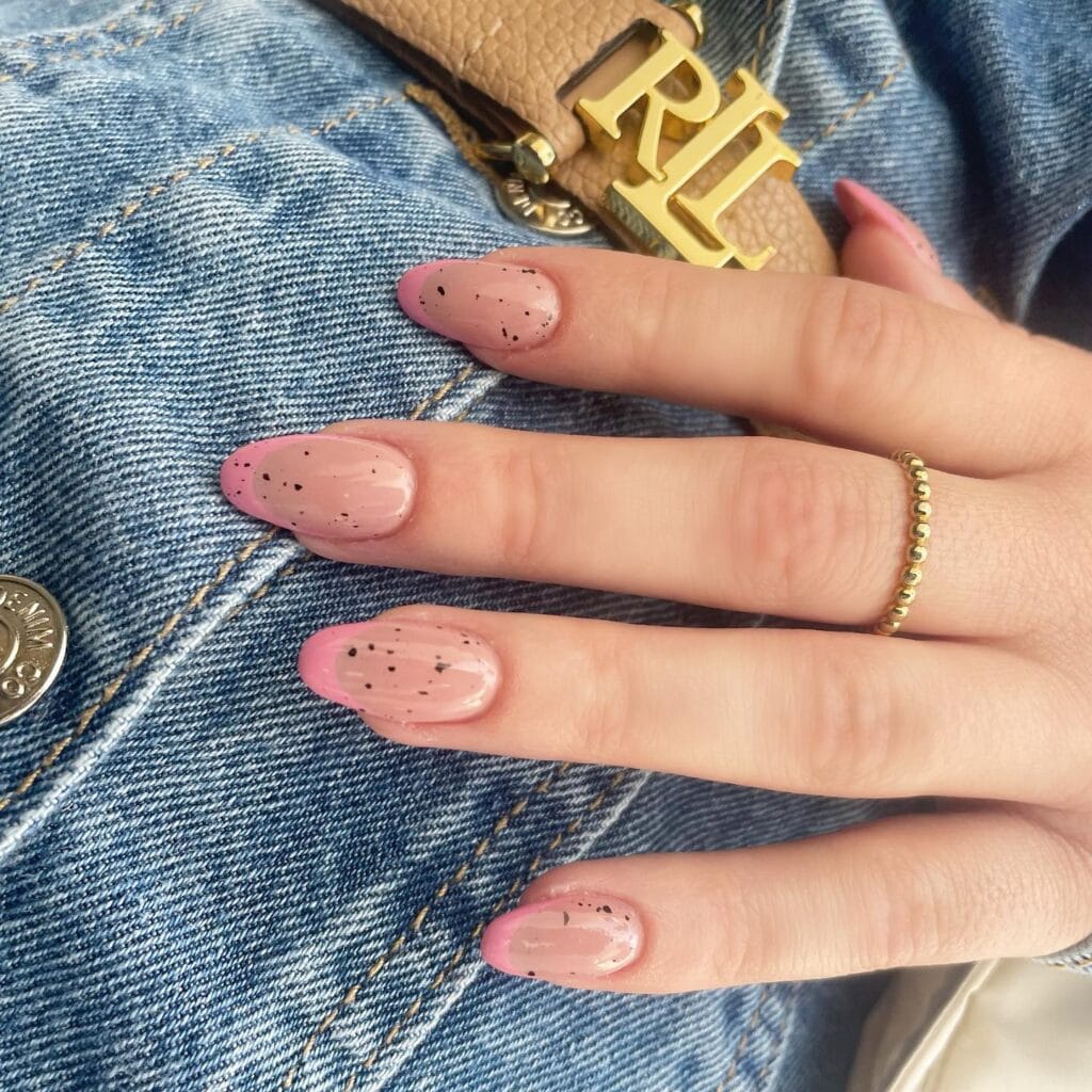 Easter Nails - Pink French Tip Speckled Nails