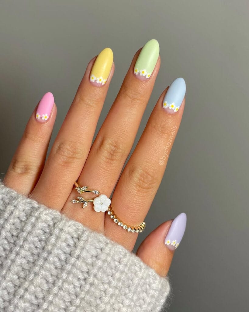 Easter Nails - Daisy Pastel Manicure