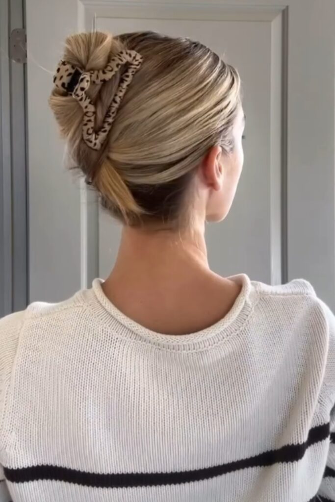 try this claw clip twist for a quick back-to-school hairstyle