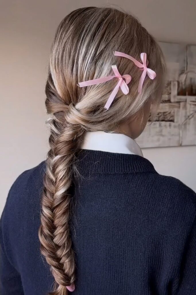 a more intricate-looking back to school hairstyles braids called fishtail braid